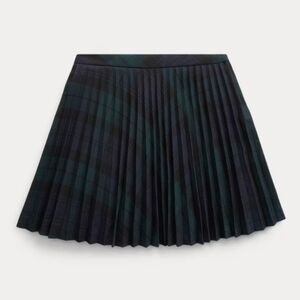 Ralph Lauren Tartan Pleated Twill Skirt girls 10 black green uniform